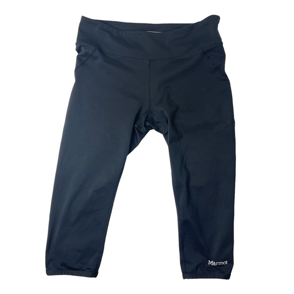 Marmot Black Athletic Workout Yoga Cropped Capris Pants Women’s Size Medium - Picture 2 of 9